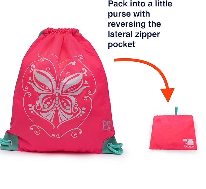 Girls Drawstring Backpack,Sport Gym Cinch Bag for Kids (flaming)