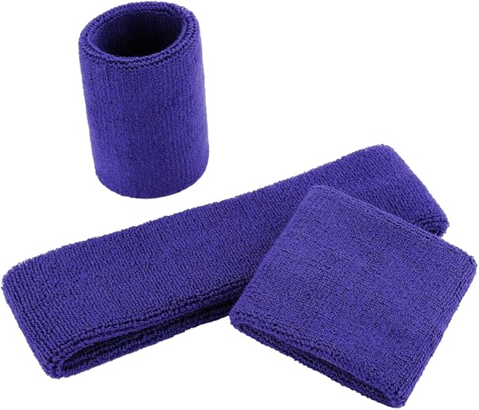 ONUPGO 6 Pieces Sweatbands Set - Sports Headbands Wristbands for Men & Women,Cotton Terry Cloth Sweatband for Tennis,Basketball,Gym,Working Out - Moisture Wicking Elasticity