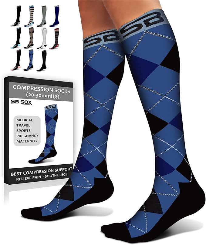 SB SOX Compression Socks for Men & Women (20-30 mmHg) - Best Support Stockings for Travel, Medical, and Sports - Perfect for Everyday Wear