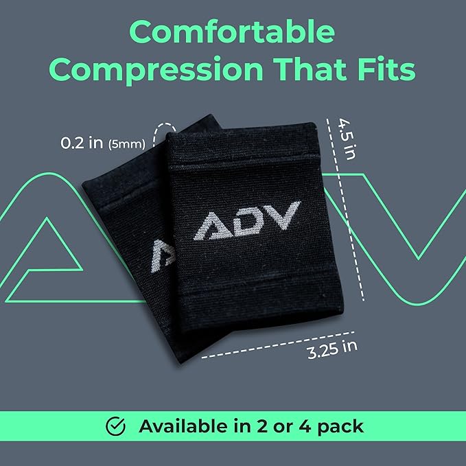 ADV Tennis Wristbands with New Age Polyester Cotton Blend - Ultra Absorbent Wrist Sweatbands - Doublewide & Slim Wrist Bands for Sweat - 4 Pack or 2 Pack