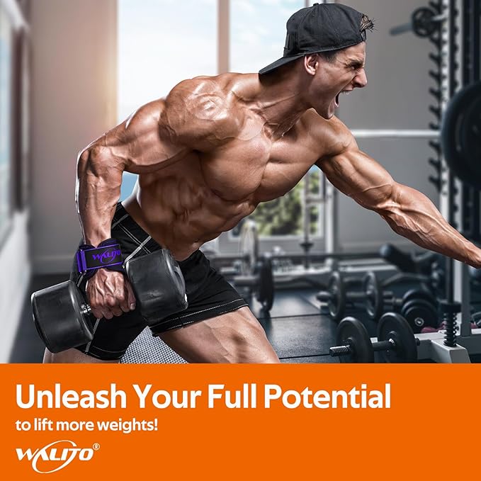 WALITO Weight Lifting Wrist Strap, Double Leather Weightlifting Wrist Straps for Gym Strength Training, Neoprene Padded Wrist Wraps - for Men & Women (Pair)