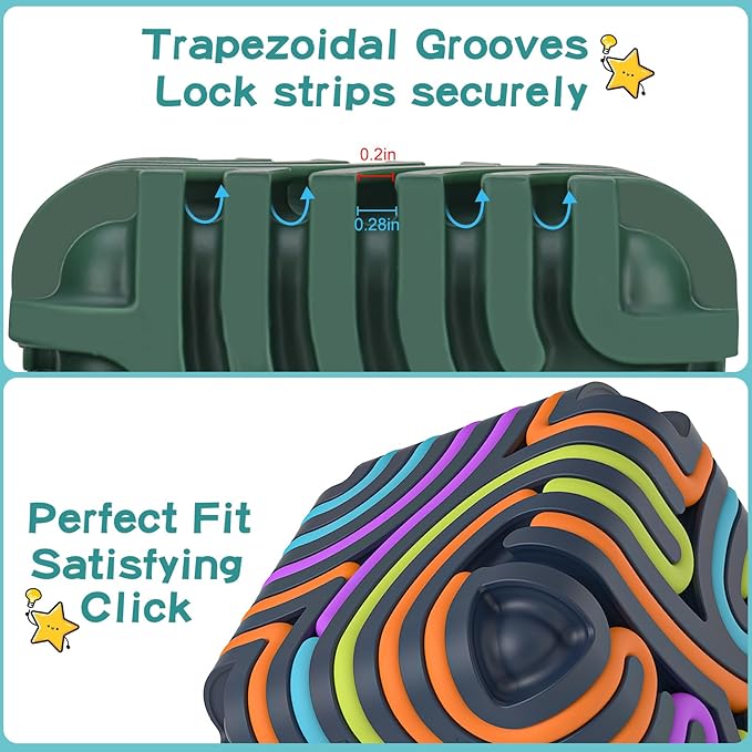 3D Silicone Sensory Fidget Cube for Autism & ADHD - FDA Food Grade Silicone Travel Toys for Kids and Adults, Quiet Stress & Anxiety Relief with 15 pcs 5 Color Strings & Carry Pouch