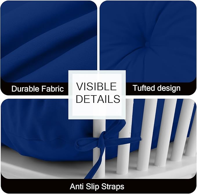 Outdoor Bench Cushion Waterproof, Tufted Bench Seat Cushion 40 x 15 Inch, Patio Wicker Indoor Seat Pads for Outside Garden Patio Balcony, Navy