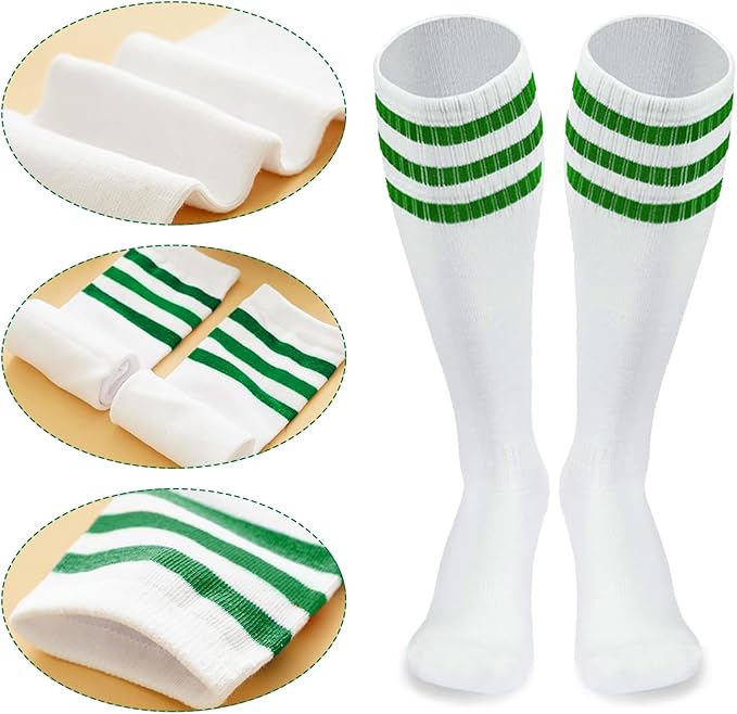 10 Pieces Striped Sweatbands and Striped Socks Set Headbands Wrist Sweat Bands for Men and Women Sports 80s 90s Fitness