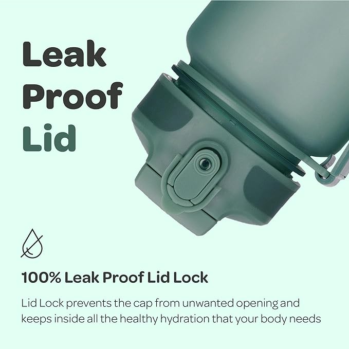 Hydracy Water Bottle with Time Marker -Large BPA Free Water Bottle & No Sweat Sleeve -Leak Proof Gym Bottle with Fruit Infuser Strainer & Times to Drink -Ideal for Fitness Sports & Outdoors