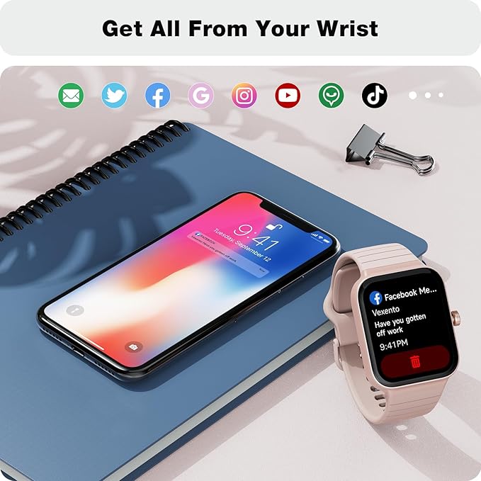 Fitpolo Smart Watch for Women,1.8” Touchscreen, Bluetooth Call, Alexa Built-in,24/7 Heart Rate, SpO2 Monitor, Step Counting, Sleep Tracking, IP68 Waterproof Fitness Tracker Watch for Android iPhone