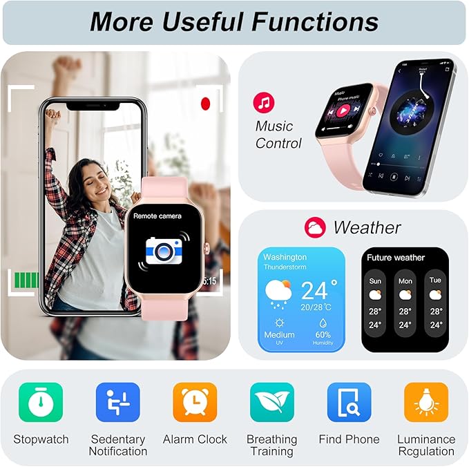 Smart Watch, Smartwatch for Men Women 110 Sport Modes Fitness Watch, Smart Watches with Sleep Heart Rate Monitor, Pedometer, IP68 Waterproof for iOS Android