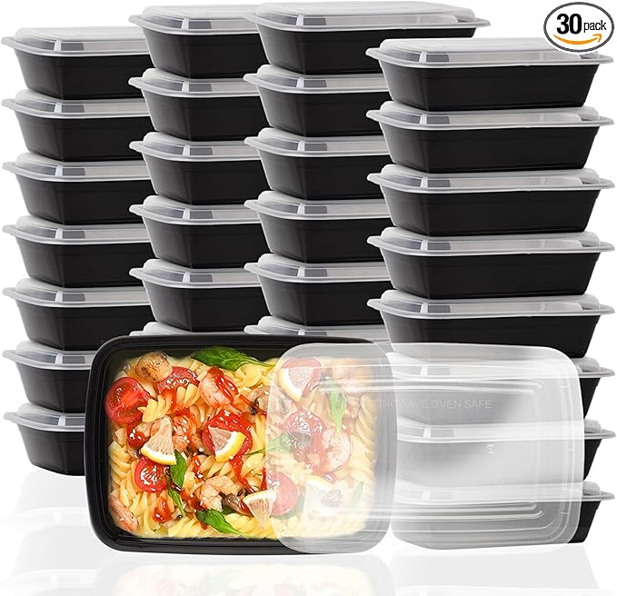 30 Pack Meal Prep Containers 38oz, Plastic To Go Food Containers with Lids, BPA-Free, Microwave/Dishwasher/Freezer Safe