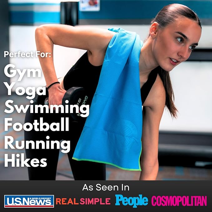 ECCOSOPHY Microfiber Beach Towel – Quick Dry Gym Towel, Highly Absorbent with Ribbed Texture, Lightweight – Ideal for Travel, Pool, Yoga, Fitness & Outdoor Adventures – 60x30 Azure