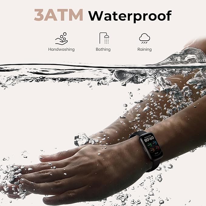 Fitness Tracker with 24/7 Heart Rate, Blood Oxygen, Sleep Monitor, 3ATM Waterproof Fitness Watch/Smart Watch/Activity Tracker, Pedometer/Step Counter, Calorie Tracker for Women Men, Black