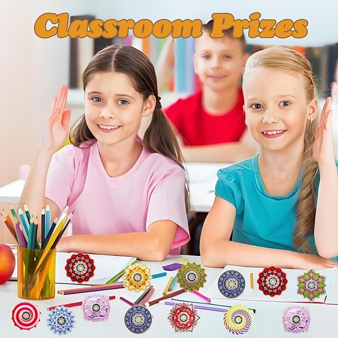 40 Pack Mini Fidget Spinner Toys Party Favors, Desk School Toy Anxiety Relief,Stress Relief Sensory Toys for Kids Adults,Treasure Box Toy for Classroom Prizes, Halloween Treats Toys Bulk (Random)