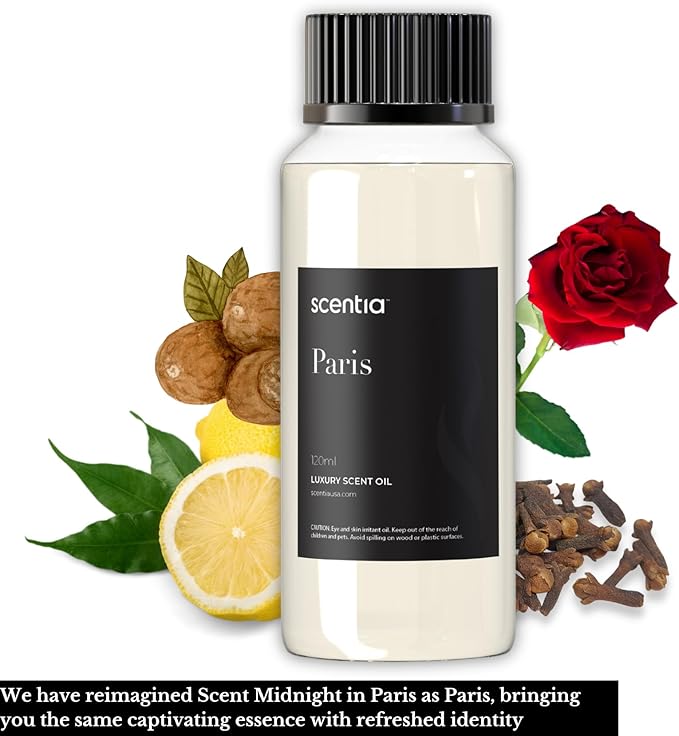 Scentia Hotel Fragrance Oil Inspired by The Hotel Costes - 120 mL 4.06 fl oz - Refill Diffuser Oil Blend Rose, Clove & Sandalwood Notes for Aromatherapy Diffusers - Paris