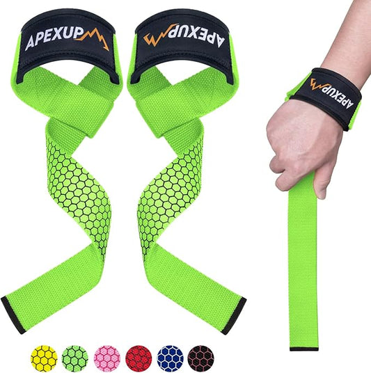 APEXUP Weight Lifting Straps for Weightlifting, Lifting Wrist Straps Gym, Deadlift Strap, Anti Slip Silicone Weightlifting Strap Men Women Powerlifting, Strength Training
