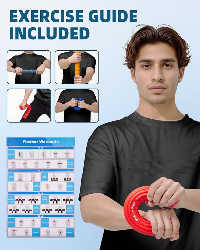 Flex Therapy Bar,Tennis Elbow Therapy Bar, Flexbar for Physical Therapy & Resistance Bar for Golfers Elbow,Tendinitis,Wrist,Forearms Pain, Improve Grip Strength and Relieve Pain