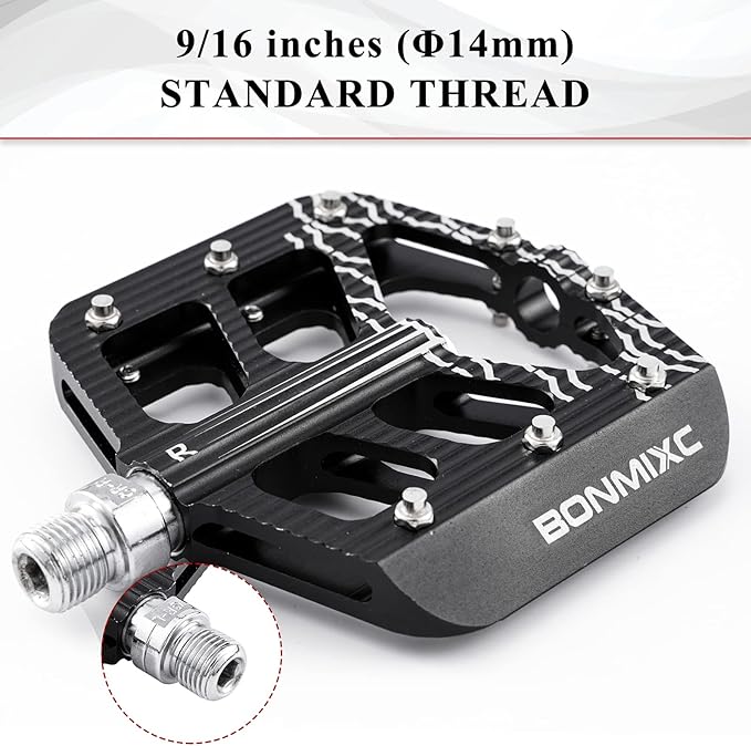 Bike Pedals 9/16 Mountain Bike Pedals Non-Slip Aluminum Alloy Large Platform Sealed Bearing Flat Road Bicycle Pedals