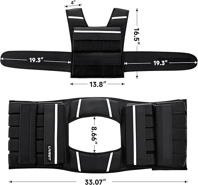 Adjustable Weighted Vest for Men Women, 20lb 30lb 45lb 60lb Weight Vest with 20 Removable Weights, Heavy Duty Running Vest with Reflective Strips for Walking Strength Training Calisthenics