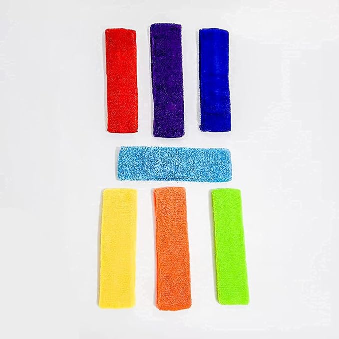 Cotton Sports Headbands - 7 Colorful Sweatbands for Men & Women, Non-Slip Headbands for Running, Fitness & Gym