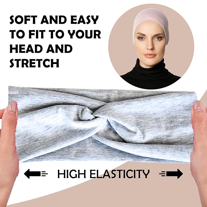 LOTUS78, Pack of 6 Wide Headbands for Women Non Slip, Fashionable Sports Hair Bands for Women's Hair, Soft Elastic Stretchy Head bands, Yoga Workout Headbands for Women Daily Fashion(Luxe)