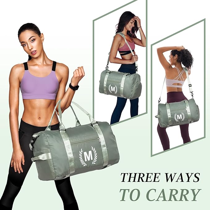 Gym Bag for Women, Personalized Duffle Bag with Shoe Compartment, Sports Bag for Yoga & Dance with Wet Pocket and Mat Strap