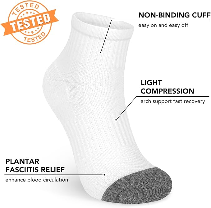 5 Pairs Copper Compression Socks for Women & Men - Ankle Plantar Fasciitis Arch Support Running Socks for Athletic