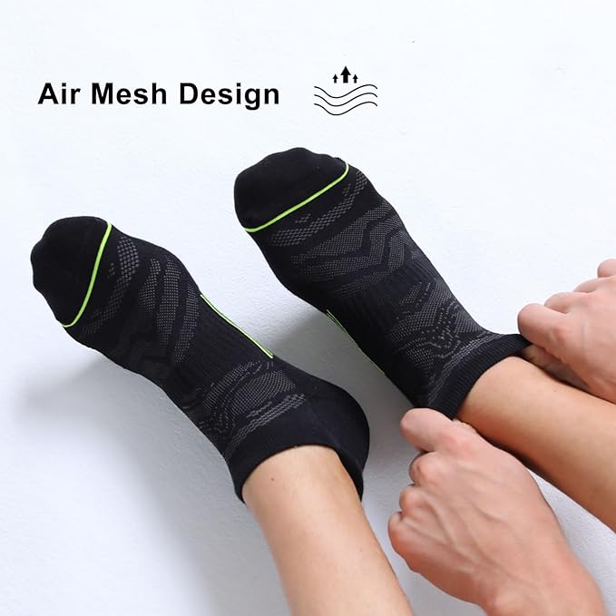 FITRELL Men's 6 Pack Ankle Running Socks Low Cut Cushioned Athletic Sports Socks 7-9/9-12/12-15