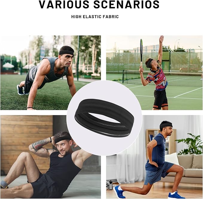 Workout Headbands Non Slip Headband Sport Headbands Sweatbands Elastic Sport Hair Bands for Sports Travel Indoor Fitness Gym