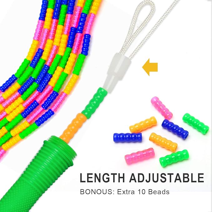 Coolrunner 16 FT Long Jump Rope(2 PACK), Double Dutch Jump Ropes, Soft Beaded Skipping for Kids Adults, Plastic Segmented Long Enough for 4-5 Jumpers