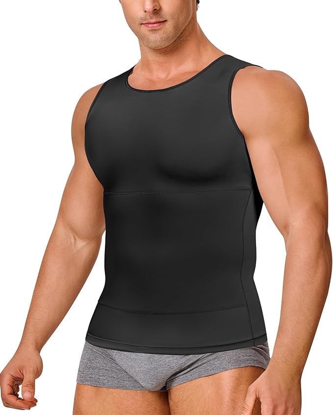 Gotoly Men Compression Shirt Shapewear Slimming Body Shaper Vest Undershirt Tummy Control Tank Top