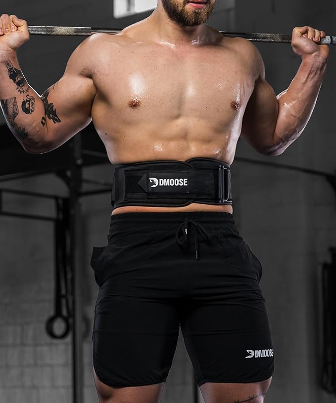 DMoose Fitness Weight Lifting Belt for Squats, Deadlift & Intense Workout - 6" Adjustable Fit Auto Lock Weightlifting Belt for Men & Women - Neoprene Gym Belts for Stability & Lumbar Back Support