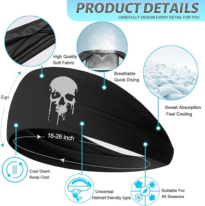 Sports Headbands for Men 3pcs Sweat Bands Headbands Men Workout Headband for Mens Cooling Sweat Head Bands Hairband