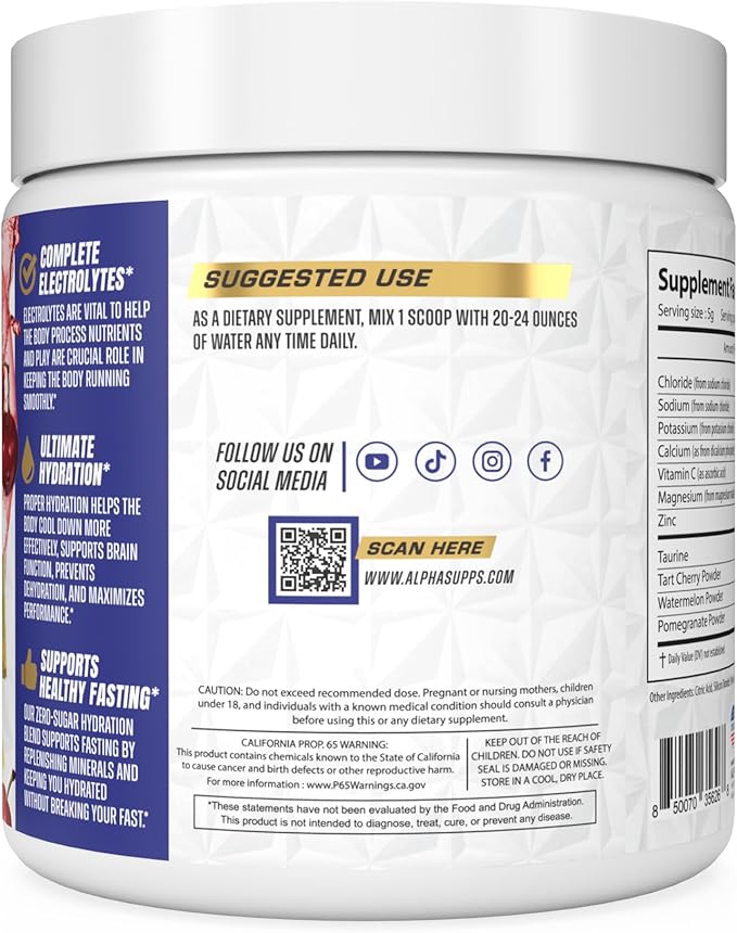 Lytes - Electrolyte Powder Daily Hydration Drink Mix - Sugar-Free, Zero Calorie Instant Formula with Trace Minerals and Antioxidants (60 Servings, Salted Tropical Cherry)