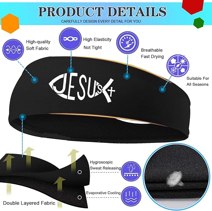 3pcs Headbands for Men Sports Sweat Bands Sweatbands for Mens Workout Running Headbands for Men