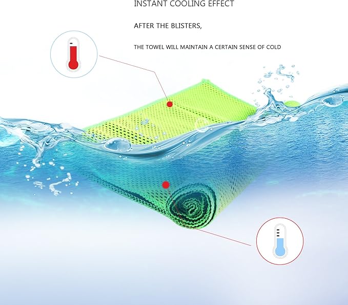 Biange Cooling Towels (40"x 12", Pack of 60) for Neck and Face, Cold Towel for Hot Weather, Sports, Workout, Fitness, Gym, Yoga, Golf, Pilates, Travel, Camping & More