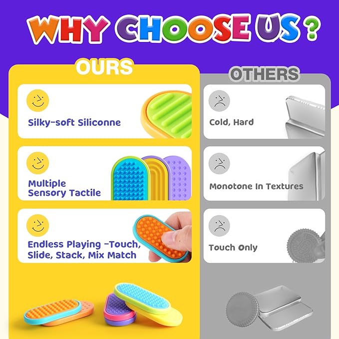 Sensory Fidget Magnet Toys for Kids: Silicone Magnetic Sliders Stress Fidgets for Autism, Anxiety Relief Small Fidget Toys for Adults Office Desk / Travel Classroom Must Haves, Stocking Stuffers Gifts