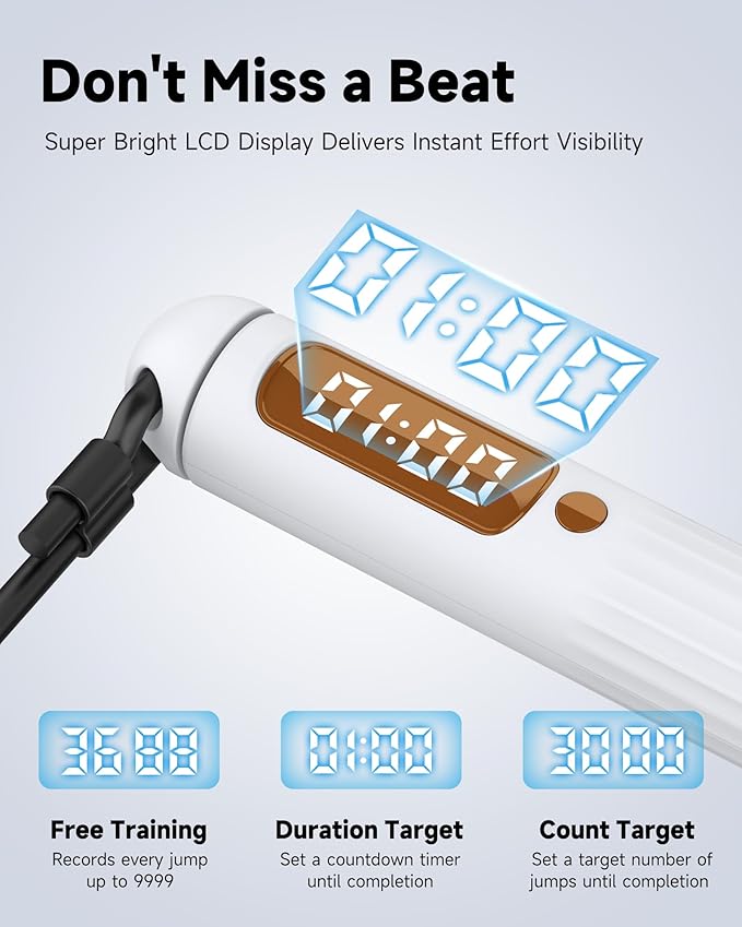 KINTHEA 2 in 1 Smart Jump Rope, APP Control & Data Record, Cordless Jumping Rope with Counter for Women, Men, All Age, Adjustable Skipping Rope for Cardio Fitness in Limited Home Space & Outdoor