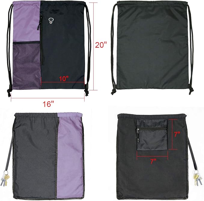 BeeGreen Lilac Drawstring Backpack Sports Gym String Backpack For Women Men Large Size Cinch Sack Workout Bag with Zipper and Water Bottle Mesh Pockets