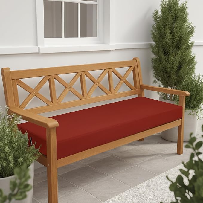 idee-home Outdoor Bench Cushion Waterproof, Bench Cushions for Outdoor Furniture, Patio Porch Swing Replacement Seat Pad with Ties for Garden Backyard, 42 x 18 Inch