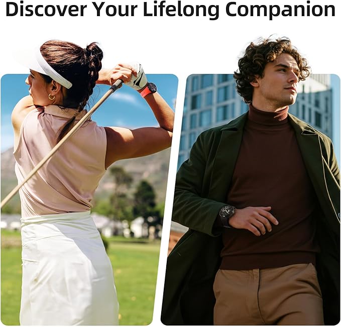 Parsonver AMOLED Smart Watch for Men Women, Always-On Display Fitness Tracker, Answer/Make Calls, 2 Quick-Release Bands, Heart Rate Sleep Monitor, 120+ Sports Modes Pedometer for Android iPhone, Black