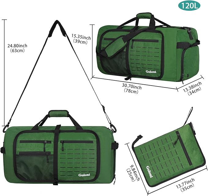 Foldable Travel Duffle Bag,Duffle Bag with Shoes Compartment and Adjustable Strap,Large Packable Travel Bags for Men Women,Waterproof Duffel Bag