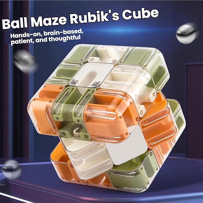 Large Labyrinth 3D Puz-zle Cube, Spatial Awareness Brain Training Toy for Stress Relief & Logic Development, Mind Teaser Challenge Game, Spatial Logic Puzzle for Kids and Adults (Green)