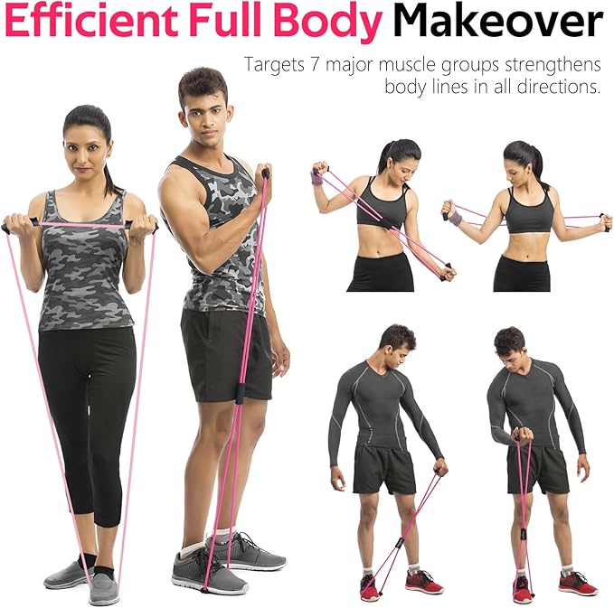 RENRANRING Figure 8 Fitness Resistance Bands with Handles - Exercise Tube Band Set of 3 for Arm and Shoulder Stretch, Rope 8 Word Elastic for Women and Men