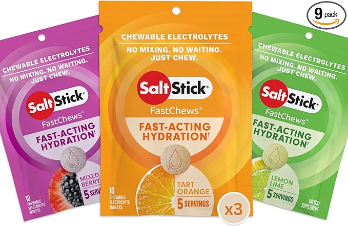 SaltStick Electrolyte FastChews - 90 Count Best Sellers Variety Pack - Chewable Electrolyte Tablets for Hydration, Salt Tabs - 10 Count (Pack of 9)