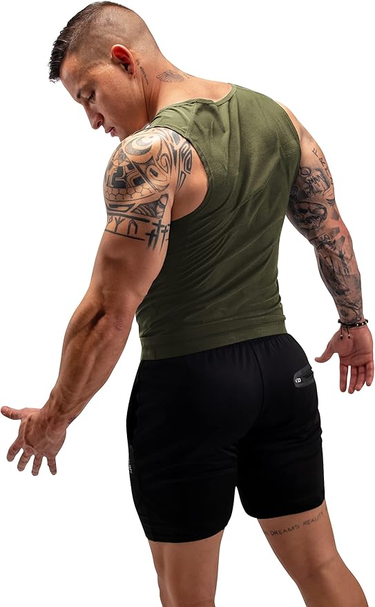 FUXERT Men's Sauna Vest Workout Sweat Tank Top Waist Trainer for Men Compression Sweat Enhancing Vest