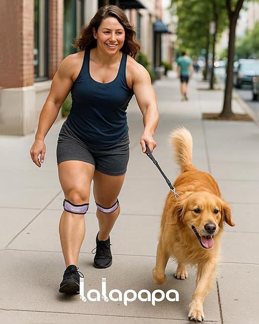 Knee Brace - 2Pack Adjustable Compression Brace with V-shaped Support Strip for Men Women Patella Band for Meniscus Injury Arthritis Pain Joint Support Strap for Workout, Purple