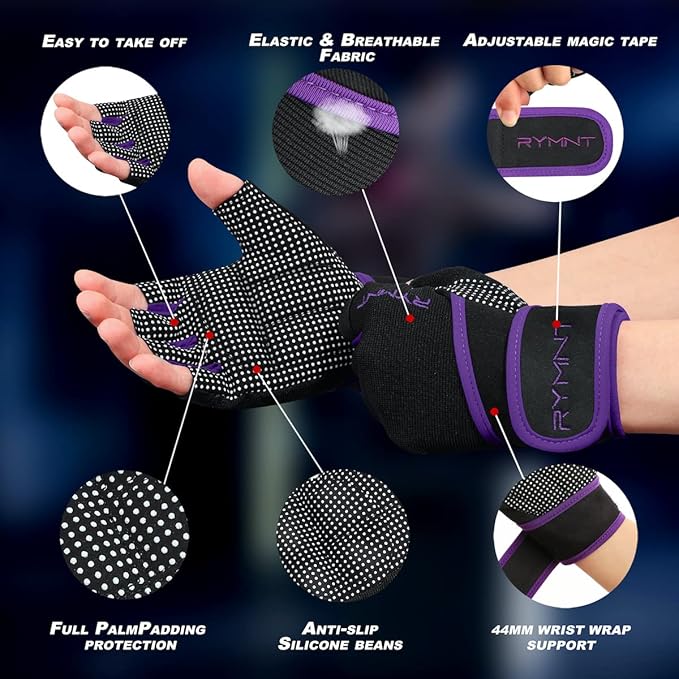 Workout Gloves with Wrist Wrap Support, Weight Lifting Gloves with Full Palm Protection & Extra Grip for Men Women Gym Exercise, Fitness, Weightlifting, Pull ups