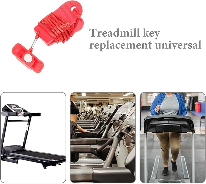 Treadmill Universal Safety Key Treadmill Magnet Lock Fitness Replacement Kit Sports Treadmill Emergency Stop for Running Machine Accessories Red