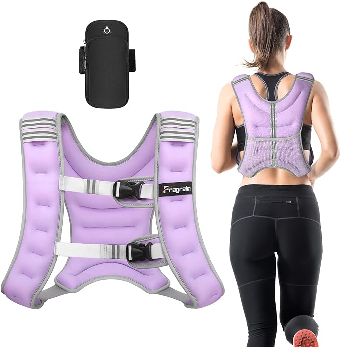 Fragraim Weighted Vest for Women Men - 8lb/10lb/12lb/16lb/22lb/25lb/30lb Weight Vest with Reflective Stripe, Detachable Phone Pouch, Ideal for Walking, Strength Training, Running, Workout, Cardio