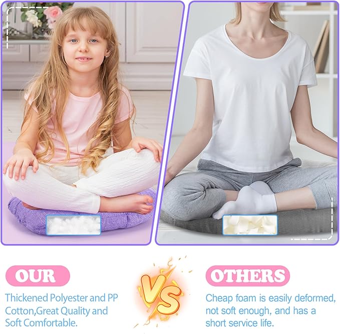 Fumete 8 Pcs 16 Inch Round Floor Cushions for Kids and Toddlers, Flexible Seating Classroom Furniture Floor Pillow for Home, Daycare, Preschool, Yoga and Meditation (Lovely)