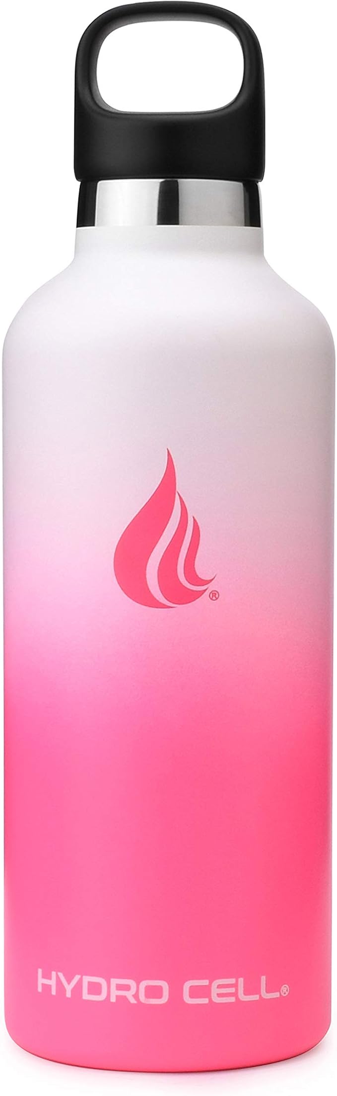 HYDRO CELL Stainless Steel Water Bottle with Straw & 2 Standard Mouth Lids (32oz 24oz 20oz 16oz) Keeps Liquids Hot or Cold w/Double Wall Vacuum Insulated Leak Proof Sport Design (White/Pink 32oz)