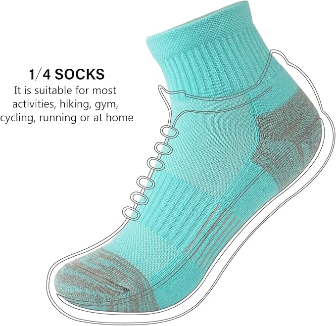 Gonii Ankle Socks Womens Athletic Thick Cushioned Running Hiking Low Cut 5-Pairs